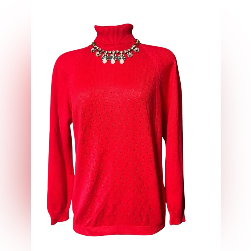 Red Turtleneck Sweater Top - Women's Jersey Size M